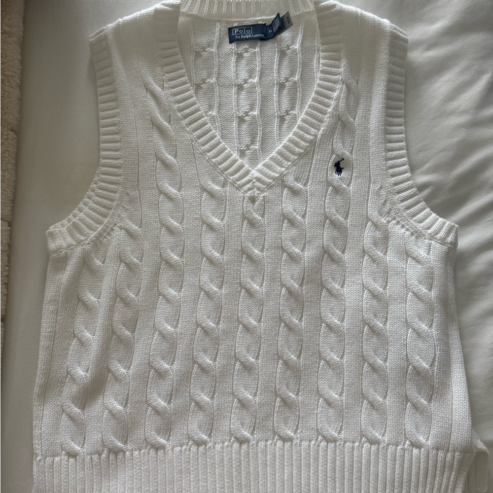Ralph Lauren White Knit Sweater Vest
